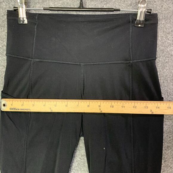 Lululemon ‎ 6 Cropped Leggings Stretch Running Pockets Black - Picture 6 of 11